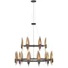 Image de Lustre en acier, alluminium et résine finition noir et or de luxe