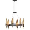 Image de Lustre en acier, alluminium et résine finition noir et or de luxe