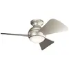 Image de Ventilateur de plafond led 86cm, ip23 acier et abs, nickel brossé