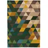 Image de Tapis en laine verte, jaune, grise et beige 80x150cm