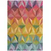 Image de Tapis en laine bleue, violette, jaune, rose et verte 160x230cm
