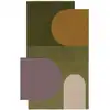 Image de Tapis pure laine verte, grise, jaune et beige 150x240cm