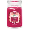 Image de Grande bougie père noël à skis rose en verre