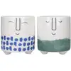 Image de Cache pot de fleurs en céramique visages 2 pièces