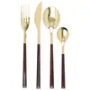 Image de Ensemble de couverts 16pcs en acier inoxydable marron et or