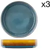Image de Lot de 3 Assiettes creuses en Porcelaine, bleu, D19,5 cm