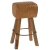 Image de Tabouret de bar saut de cheval en bois et cuir