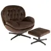 Image de Fauteuil relax et son repose pied tissu et métal