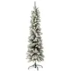 Image de Sapin de noël artificiel enneigé en plastique vert 47x47x184 cm