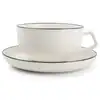 Image de Lot de 4 tasses et soucoupes blanc en porcelaine 22cl