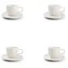 Image de Lot de 4 tasses moka et soucoupes blanc en grès 10cl