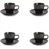Image de Lot de 4 tasses moka et soucoupes bleu en grès 9cl