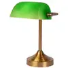 Image de Lampe de bureau métal et verre vert bronze H30cm