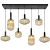 Image de Suspension verre 7 lumières l130cm orange