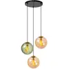 Image de Suspension verre 3 lumières multicolores