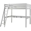 Image de Vipack pino lit mezzanine 140x200 blanc + plan de travail