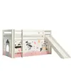 Image de Lit surélevé avec toboggan blanc décor magique rose - PINO