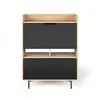 Image de Bureau 3 tiroirs chêne et noir laqué H138