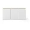 Image de Buffet 3 portes blanc et plateau effet chêne h84