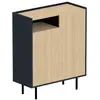 Image de Meuble à chaussure en métal noir et effet bois clair