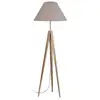 Image de Lampadaire trepied bois H163cm naturel Abat-jour taupe