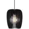 Image de Plafonnier suspendu en bois noir avec abat-jour ouvert ø24 cm