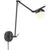Image de Applique murale noire structure orientable avec interrupteur à câble