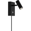 Image de Applique murale led réglable noire minimaliste avec interrupteur