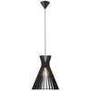 Image de Suspension nordique noir avec abat-jour original en bois Ø34