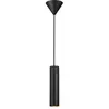 Image de Suspension cylindrique allongée en métal noir et bois