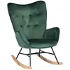 Image de Fauteuil à bascule Scandinave velours vert Pieds en bois clair