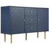 Image de Console Élégante Bleu Marine avec Motif Écailles et Pieds Dorés