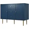 Image de Commode buffet haut avec 2 portes 3 tiroirs bleu marine