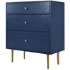 Image de Commode buffet 3 tiroirs bleu marine motif d'écailles pieds dorés