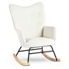 Image de Fauteuil à bascule rocking chair velours blanc cassé