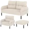 Image de Ensemble canapé 3 pièces en tissu côtelé beige