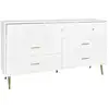 Image de Buffet commode blanc 7 tiroirs poignées et pieds dorées
