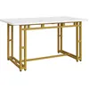Image de Table à mange rectangulaire effet marbre blanc pieds dorés 120x70cm