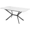 Image de Table de salle à manger rectangulaire extensible blanche pieds noirs
