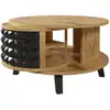 Image de Table basse effet bois et noir, rangement interne rotatif