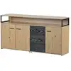 Image de Buffet industriel effet bois avec 3 portes et 3 tiroirs rangement