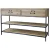 Image de Meuble buffet en bois de sapin marron et fer noir 124 x 42 x 72 cm