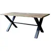 Image de Table à manger en bois marron et fer forgé noir 200 x 90 x 77 cm