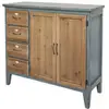 Image de Meuble buffet en bois de sapin bleu opale et marron 90 x 37 x 80.5 cm