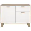 Image de Buffet 2 portes, 1 tiroir décor chêne et blanc l98,7 cm