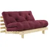 Image de Canapé convertible en pin massif avec futon bordeaux 140x200