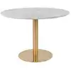 Image de Table à manger 4 personnes ronde effet marbre - blanc