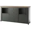 Image de Buffet 2 portes 4 tiroirs stratifiés vert et bois