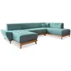 Image de Canapé d'angle 8pl droite, convertible, turquoise