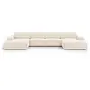 Image de Canapé panoramique 6 places en tissu velours beige clair